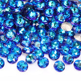Bermuda Blue Gemstone Flower Shape High Quality Glass Pointed Back Fancy Rhinestones WholesaleRhinestone